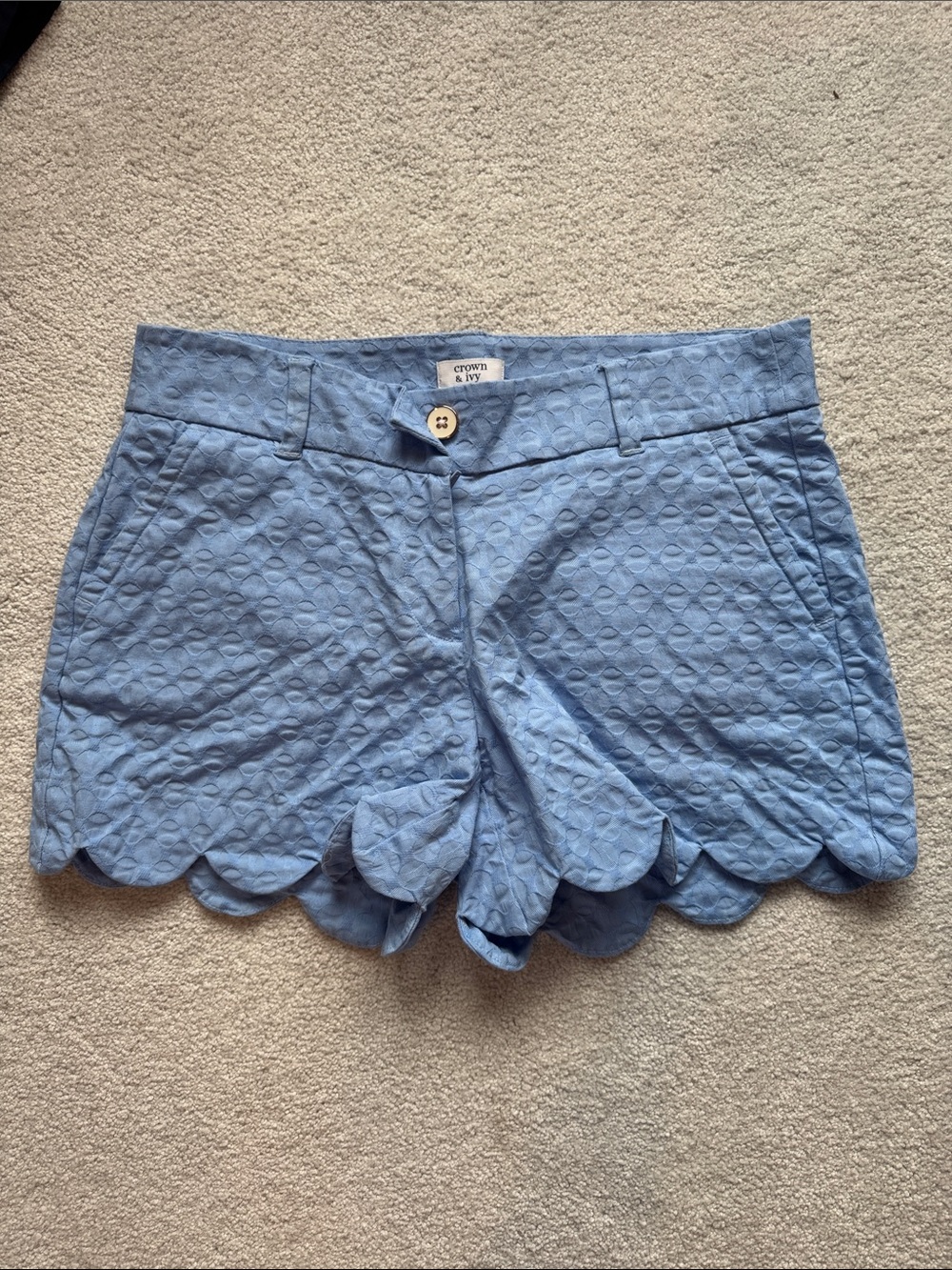 Shelby Scallop Hem Quilted Blue Women's Shorts